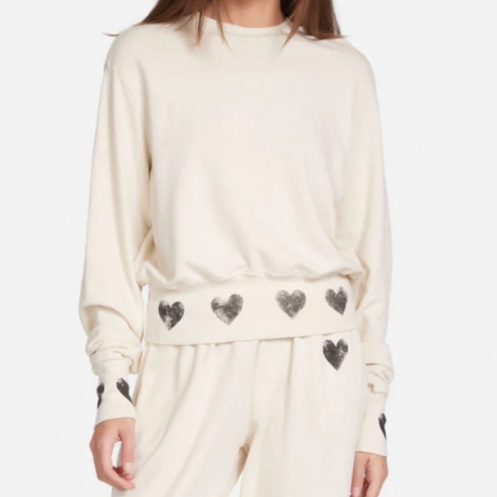Michael Lauren Kamon Cropped Heart-Patterned Women's Sweatshirt Small Artsy - Picture 7 of 7